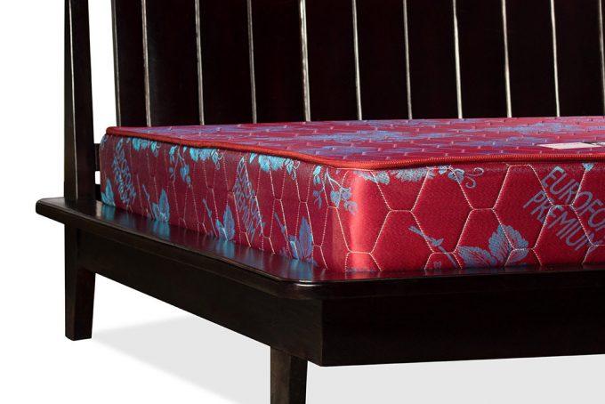 High Density Quilted Mattress - Maroon with Blue Flowers